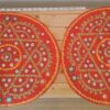 Vintage Gujarati Textile Art Hand Embroidered Round Pillow Case/Cover 2-Set