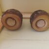 Vintage Hand-Carved Wood Bark Folk Art Decorative Salt & Pepper Shakers Set - Image 2